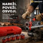Set nareznica za cevi sa čegrtaljkom, produžetkom i kofrom — 6 kom