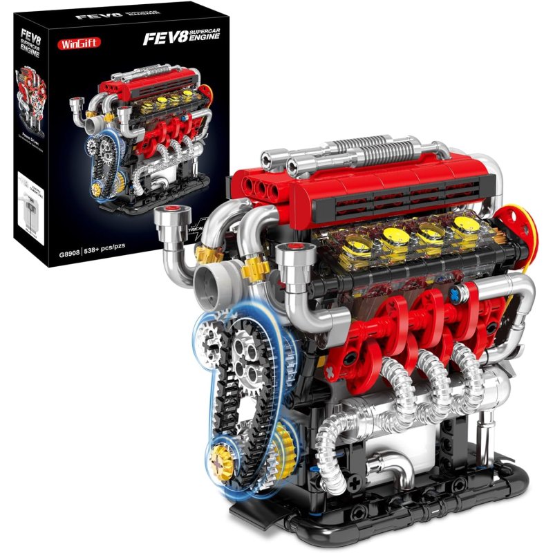 Set V8 motora za sklapanje — 538 delova sa USB pogonom set V8 motora za sklapanje - u upotrebi