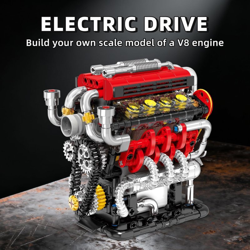 Set V8 motora za sklapanje — 538 delova sa USB pogonom set V8 motora za sklapanje - prednja strana
