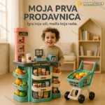 Set za igru prodavnice — dečiji supermarket sa kolicima, 47 delova