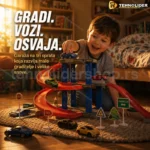 Sklopiva parking garaža za autiće sa stazom — 45 delova