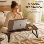 Sklopivi sto za laptop sa držačem za čašu i podesivim nagibom