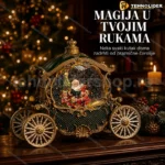 Snežna kugla na kočiji sa muzikom i šljokicama