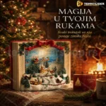 Svetleća snežna kugla knjiga sa muzikom i šljokicama