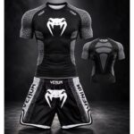 Venum MMA komplet — majica i šorc za trening, crno-sivi
