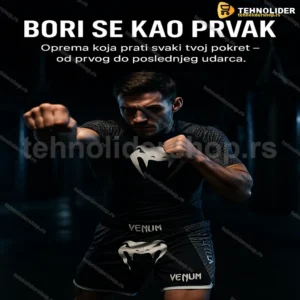 Venum MMA komplet — majica i šorc za trening, crno-sivi